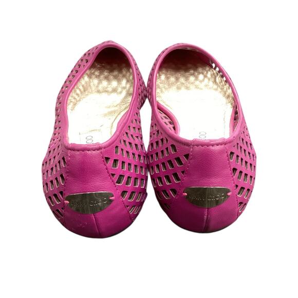 Jimmy Choo Flats Women’s SZ9 Perforated Leather Made In Italy Fuchsia Never Used - Picture 5 of 10